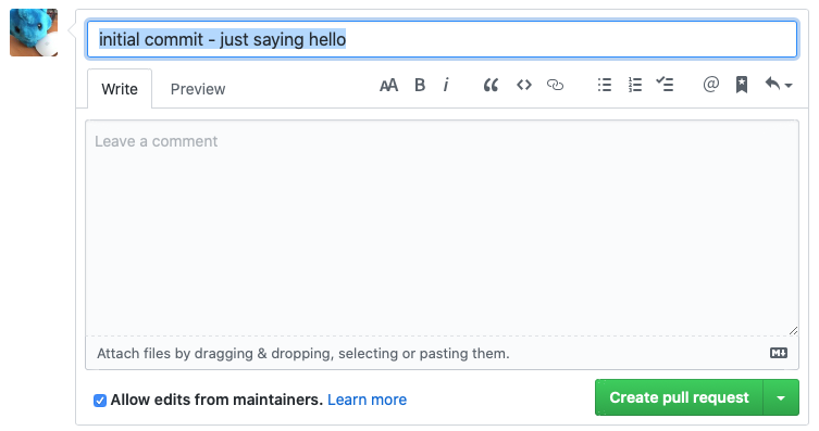 Create Pull Request Form